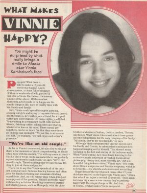 Vincent Kartheiser teen magazine pinup clipping vintage What makes him happy Bop