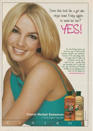 Britney Spears teen magazine pinup clipping vintage Herbal Essences blue shirt