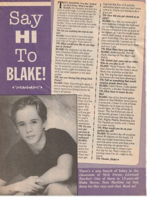 Blake Heron teen magazine pinup clipping vintage Nick Freno Rip Teen Beat 16 Mag