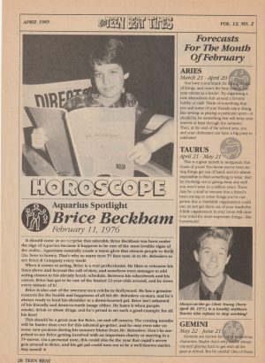 Brice Beckham teen magazine pinup clipping vintage pix Teen Beat young boy