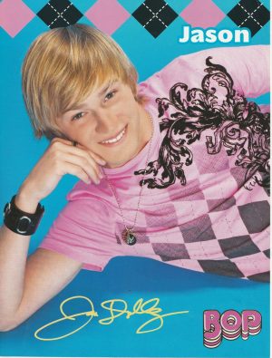 Jason Dolley teen magazine pinup clipping vintage pink shirt laying down Actor