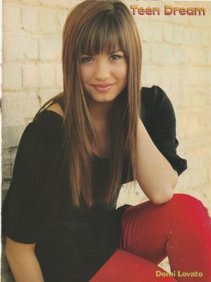 Demi Lovato teen magazine pinup clipping modeling red pants black shirt Dream