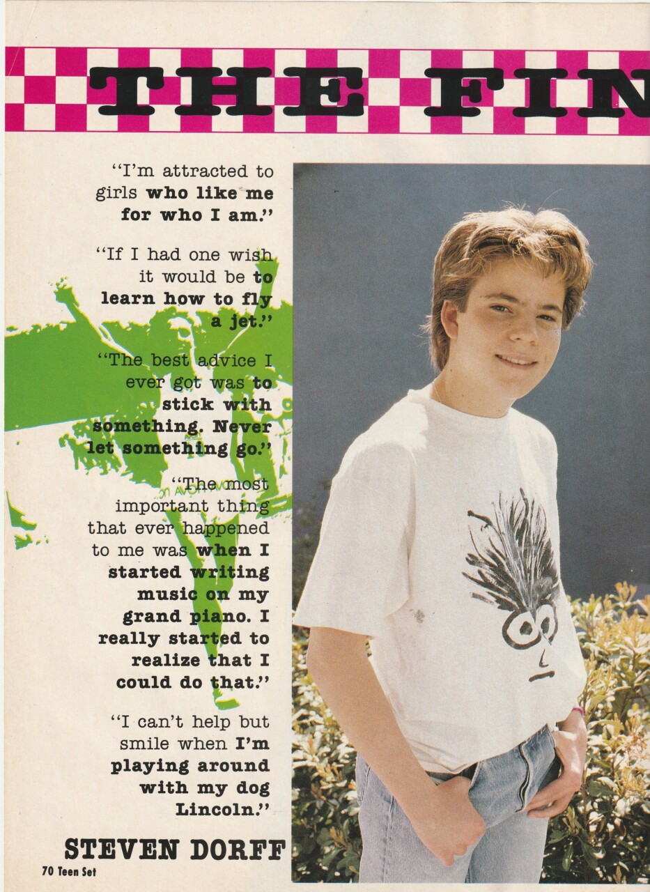 Corey Feldman Stephen Dorff teen magazine pinup clipping Teen Set leather jacket