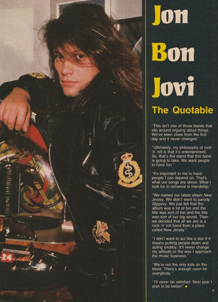 Jon Bon Jovi teen magazine pinup clipping headshot rock band pix Teen Beat - Image 2