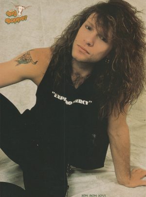 Jon Bon Jovi teen magazine pinup clipping black shirt Big Bopper retro vintage