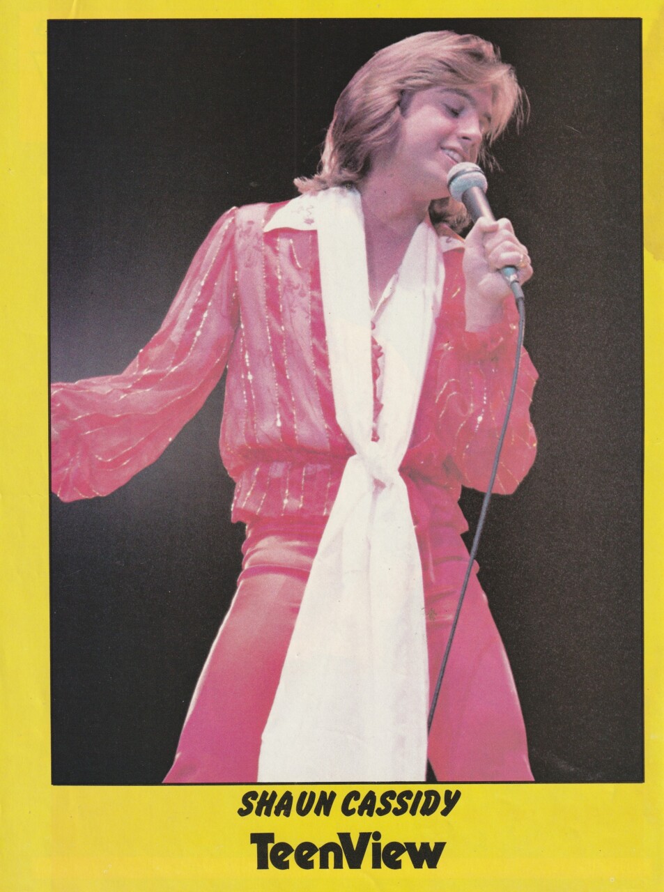 Shaun Cassidy teen magazine pinup clipping red tight pants white scarf stage pix