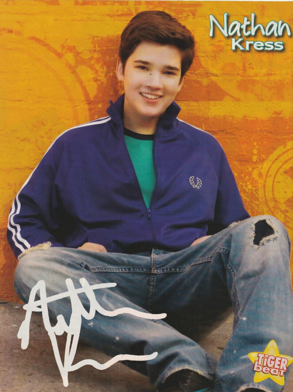 Nathan Kress teen magazine pinup clipping ripped jeans Tiger Beat young boy Pix