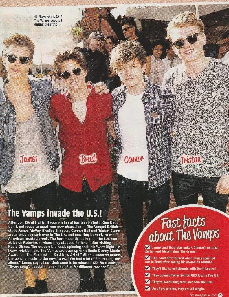 The Vamps teen magazine pinup clipping J-14 Pix singers Vintage rock band
