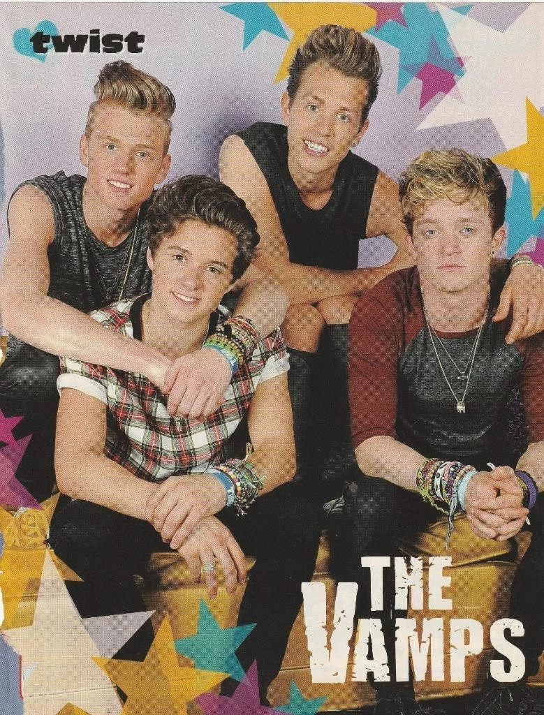 The Vamps teen magazine pinup clipping couch Twist muscles Vintage rock band
