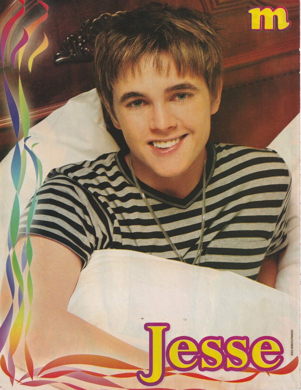 Jesse Mccartney bedroom bed clipping pinup