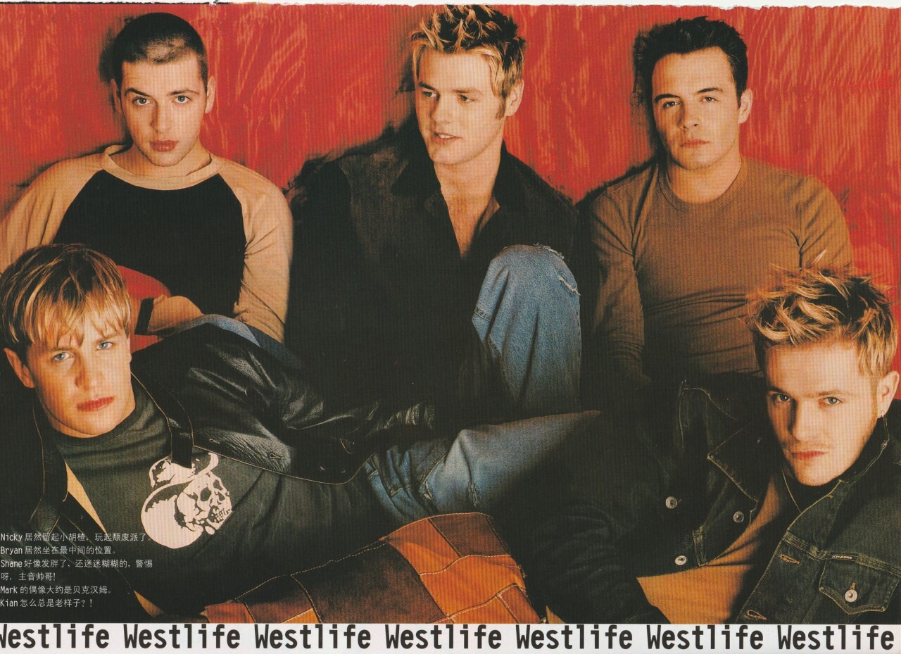 Westlife teen magazine pinup clipping Idol boys rare pose modeling laying down hot