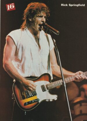 Rick Springfield teen magazine pinup clipping guitar 16 mag white shirt Pix
