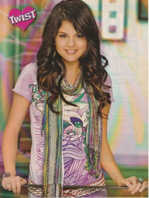 Selena Gomez teen magazine pinup clipping purple design shirt Disney Girl Pix