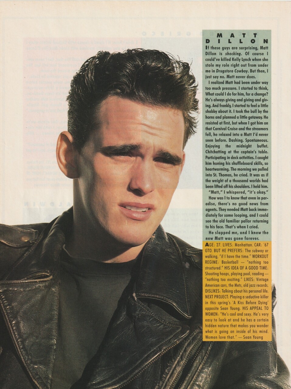 Matt Dillon teen magazine pinup clipping headshot leather jacket hot Pix