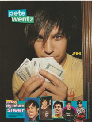 Fall Out Boy teen magazine pinup clipping rock band Pete Wentz money J-14