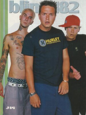 Blink 182 teen magazine pinup clipping J-14 Hurley shirt shirtless Pix rock