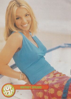 Britney Spears teen magazine pinup clipping blue shirt skirt Pop Star Pix 90's