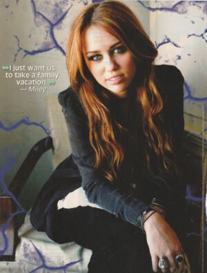 Miley Cyrus teen magazine pinup clipping long hair J-14 dark blue shirt idols