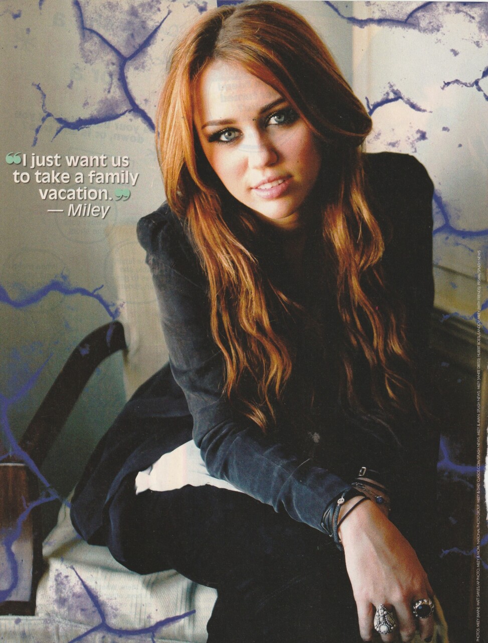 Miley Cyrus teen magazine pinup clipping long hair J-14 dark blue shirt idols