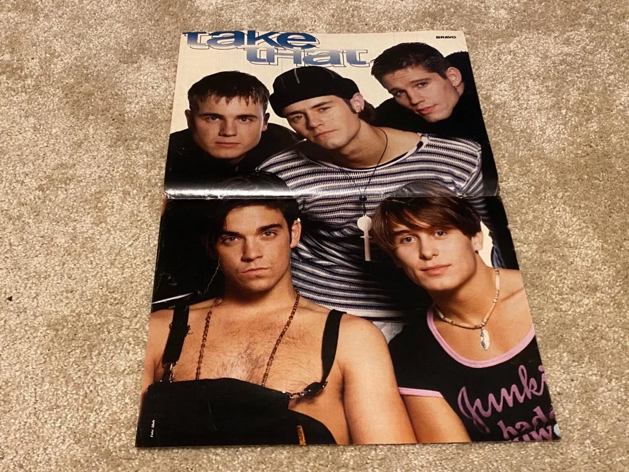 Take That teen magazine poster clipping Overalls Rare Pix 90’s Bravo boy band