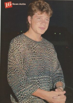 Sean Astin teen pinup clipping 16 magazine young Pix Goonies sweater 80's