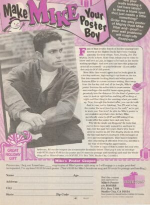 Mike Vitar teen magazine pinup clipping poster boy Bop add pix