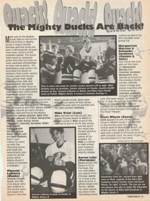 Mike Vitar Vincent Larusso Aaron Lohr Shaun Weiss teen magazine pinup clipping Mighty Ducks Cast Rare article