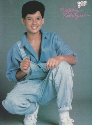 Menudo teen magazine pinup clipping squatting Bop overalls Pix 80's teenagers