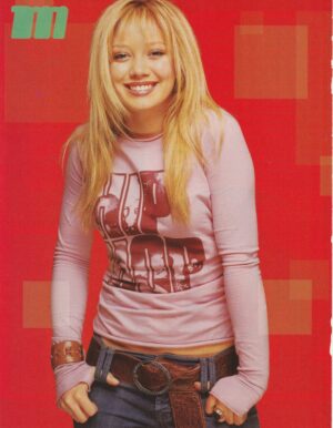 Hilary Duff teen magazine pinup clipping Lizzie Mcguire pink shirt belt M Pix
