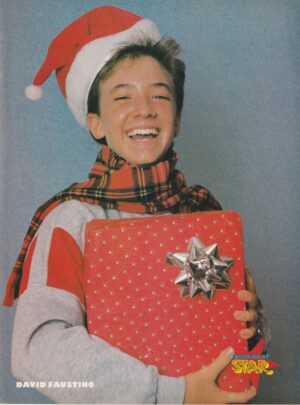 David Faustino teen magazine pinup clipping headshot Christmas present Santa hat Star Mag Pix