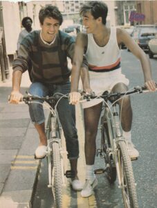 Andrew Ridgeley George Michael Ralph Macchio teen pinup clipping Wham Bikes