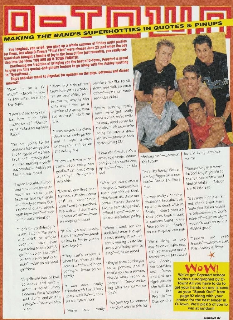 Dan Miller O-town teen magazine pinup clipping Shirtless Pop Star MTB Pix Y2K - Image 2