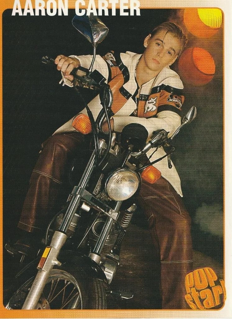 Aaron Carter teen magazine pinup clipping motorcycle childstar Crush on you Pop