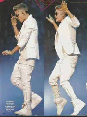 Justin Bieber teen magazine pinup clipping white pants Teen Peopls stage tour