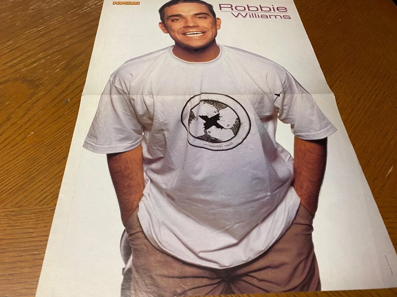 Robbie Williams Madonna teen poster clipping 90's Take That t-shirt Popcorn mag - Image 2