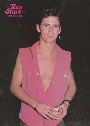 Tom Howell Thomas Howell Billy Idol teen magazine pinup clipping open pink shirt