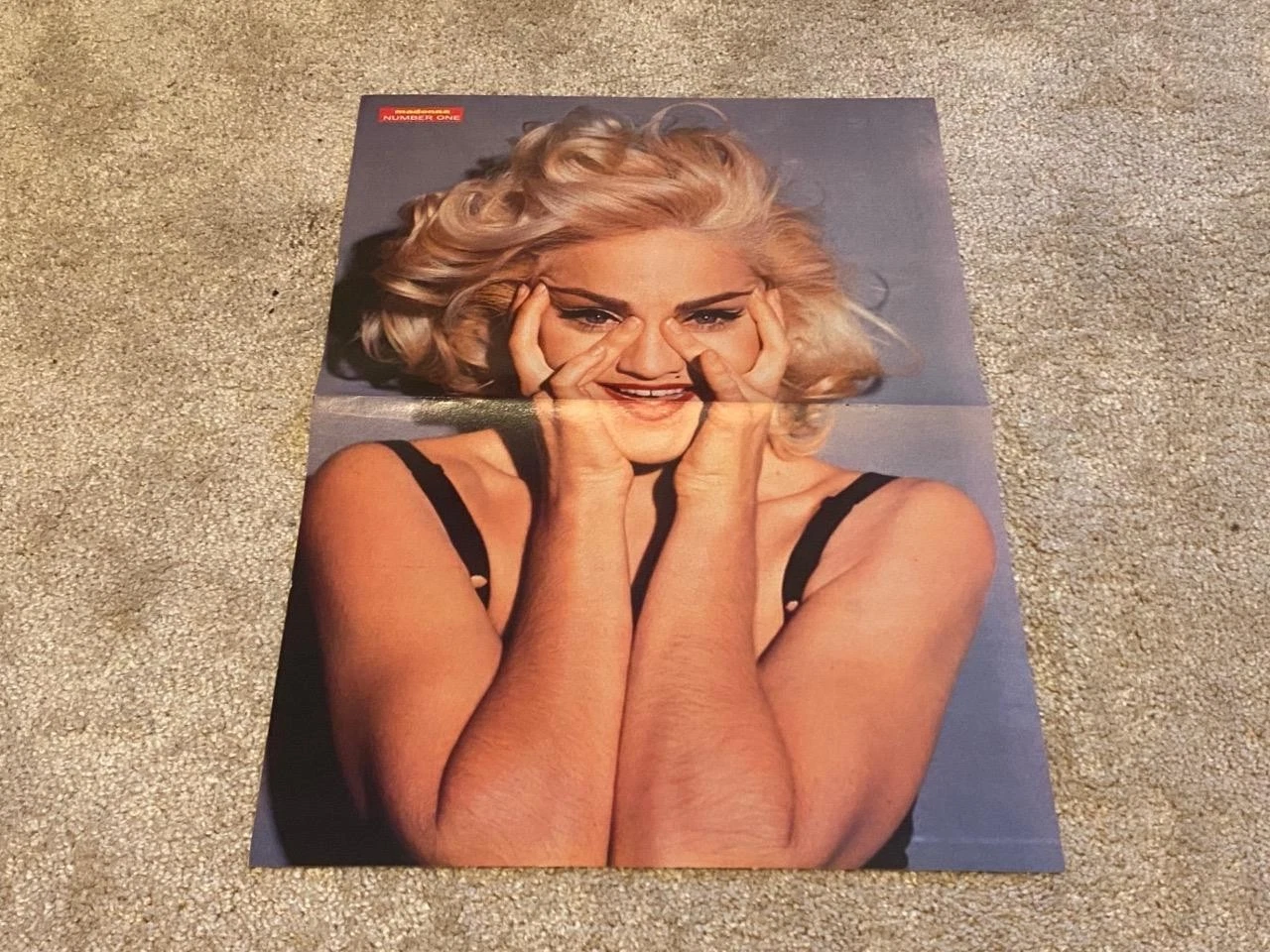 Madonna teen magazine poster clipping hands on face Number One mag headshot Pix