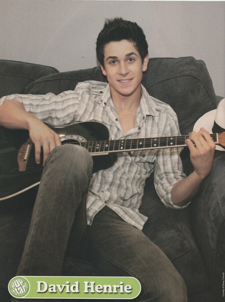 Demi Lovato David Henrie teen magazine pinup clipping guitar jeans hot pose