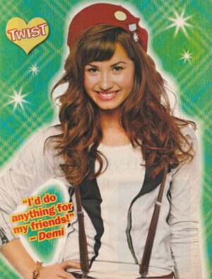 Demi Lovato teen magazine pinup clipping red hat Twist