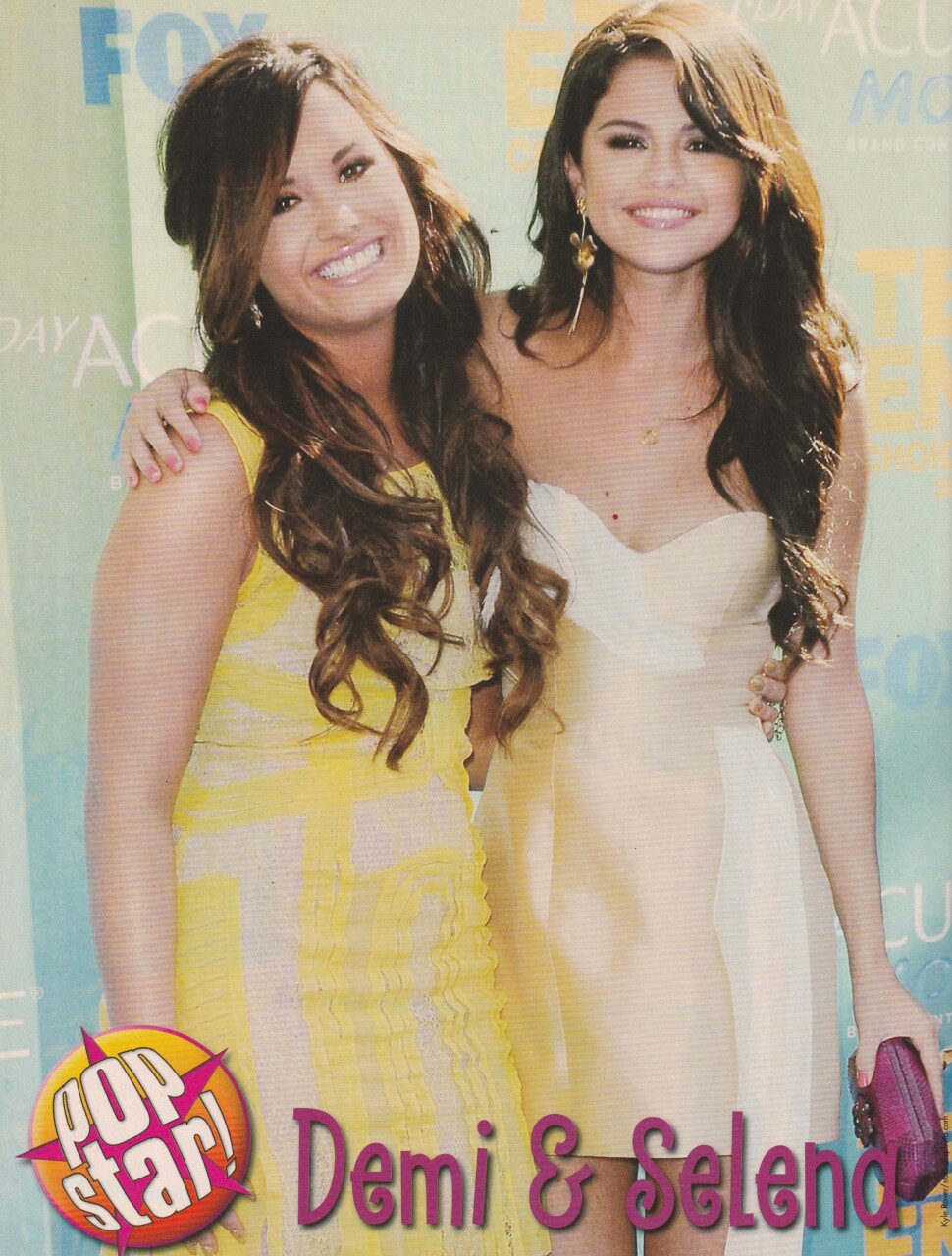 Demi Lovato Selena Gomez teen magazine pinup clipping Fox award show pix