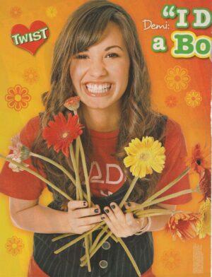 Demi Lovato teen magazine pinup clipping red shirt flower Twist mag