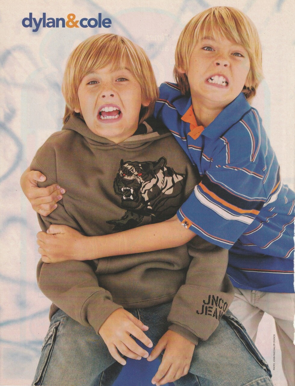 Cole Sprouse Dylan Sprouse teen magazine pinup clipping hugs J-14 Suite Life