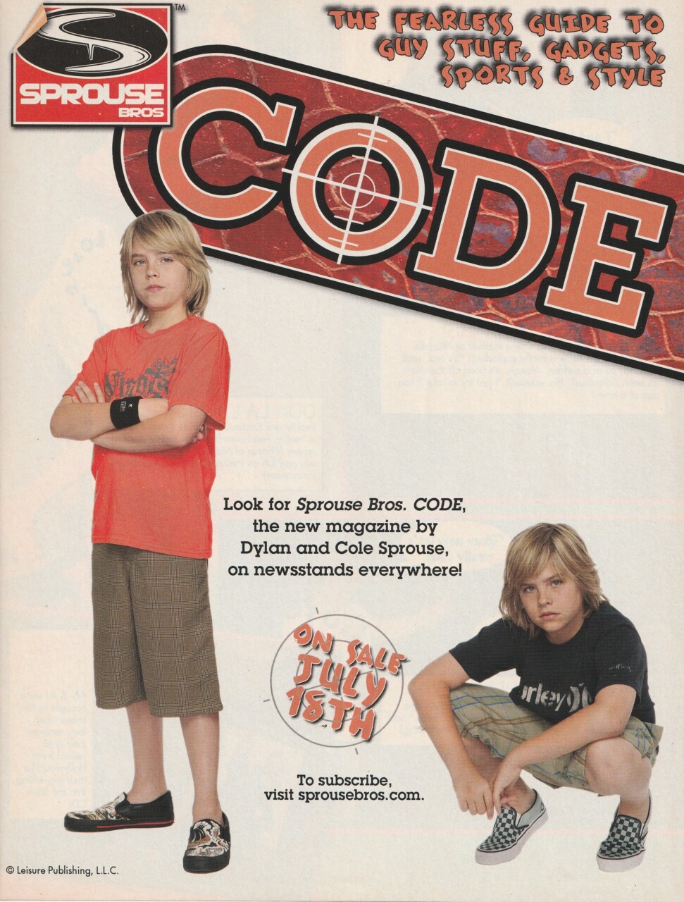 Cole Sprouse Dylan Sprouse teen magazine pinup clipping Code Add