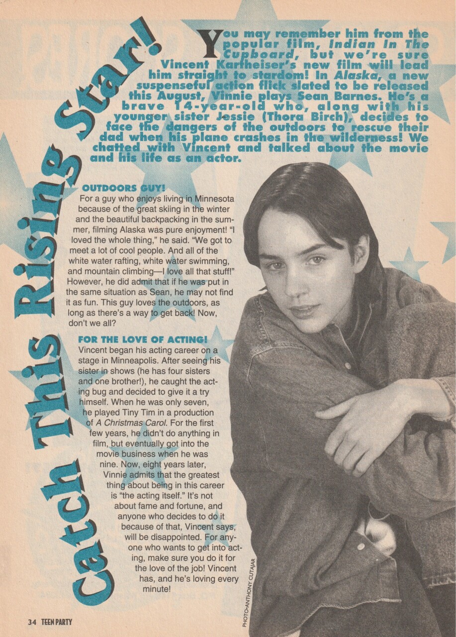 Vincent Kartheiser teen magazine pinup clipping Catch this rising star Teen Part Rare