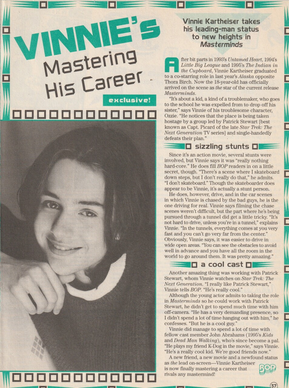 Vincent Kartheiser teen magazine pinup clipping Vinnie Mastering his Career Bop 90's