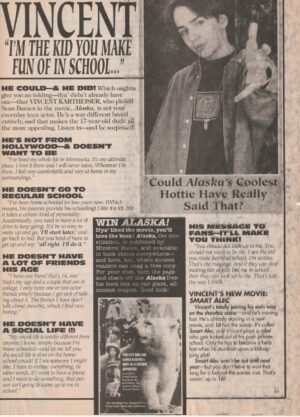 Vincent Kartheiser teen magazine pinup clipping Made fun at school 16 mag rare