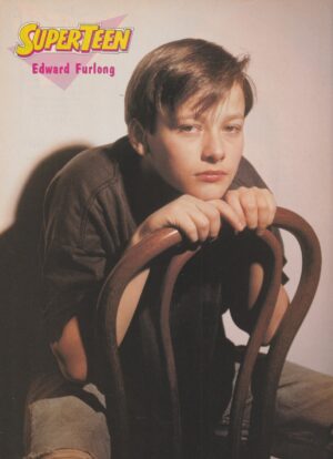 Tiffani Amber Thiessen Edward Furlong teen magazine pinup clipping chair ripped jeans Superteen