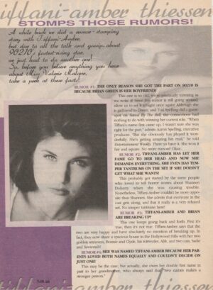 Tiffani Amber Thiessen teen magazine pinup clipping Stop the rumors Tutti Frutti Rare