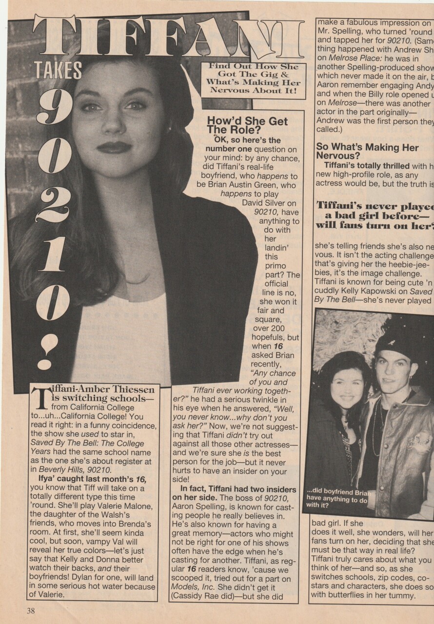 Tiffani Amber Thiessen teen magazine pinup clipping takes on 90210 16 mag rare