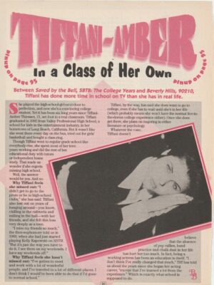 Tiffani Amber Thiessen teen magazine pinup clipping Class of her own BB 90's